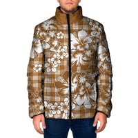 Hibiscus Pakala Bronze Brown Padded Jacket Tropical Floral Stylized - Polynesian Pride
