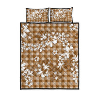 Hibiscus Pakala Bronze Brown Quilt Bed Set Tropical Floral Stylized - Polynesian Pride