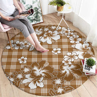 Hibiscus Pakala Bronze Brown Round Carpet Tropical Floral Stylized - Polynesian Pride