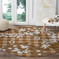 Hibiscus Pakala Bronze Brown Round Carpet Tropical Floral Stylized - Polynesian Pride