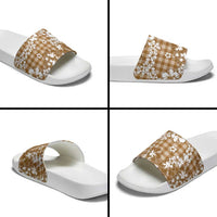 Hibiscus Pakala Bronze Brown Slide Sandals Tropical Floral Stylized LT01 - Polynesian Pride