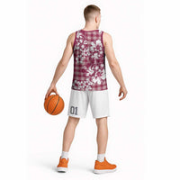 Hibiscus Pakala Royal Magenta Basketball Jersey Tropical Floral Stylized - Polynesian Pride