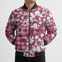 Hibiscus Pakala Royal Magenta Bomber Puffer Jacket Tropical Floral Stylized - Polynesian Pride