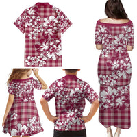 Hibiscus Pakala Royal Magenta Family Matching Puletasi and Hawaiian Shirt Tropical Floral Stylized - Polynesian Pride