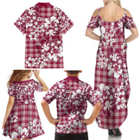 Hibiscus Pakala Royal Magenta Family Matching Summer Maxi Dress and Hawaiian Shirt Tropical Floral Stylized - Polynesian Pride