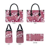 Hibiscus Pakala Royal Magenta Leather Bag Tropical Floral Stylized LT01 - Polynesian Pride