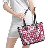Hibiscus Pakala Royal Magenta Leather Tote Bag Tropical Floral Stylized - Polynesian Pride