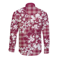 Hibiscus Pakala Royal Magenta Long Sleeve Button Shirt Tropical Floral Stylized - Polynesian Pride