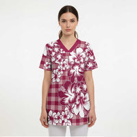 Hibiscus Pakala Royal Magenta Scrub Top Tropical Floral Stylized - Polynesian Pride