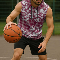 Hibiscus Pakala Royal Magenta Sleeveless Hoodie Tropical Floral Stylized - Polynesian Pride