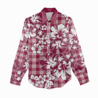 Hibiscus Pakala Royal Magenta Women Casual Shirt Tropical Floral Stylized - Polynesian Pride
