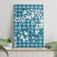 Hibiscus Pakala Ocean Depths Blue Canvas Wall Art Tropical Floral Stylized - Polynesian Pride