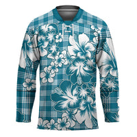 Hibiscus Pakala Ocean Depths Blue Hockey Jersey Tropical Floral Stylized LT01 Unisex Blue - Polynesian Pride