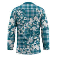 Hibiscus Pakala Ocean Depths Blue Hockey Jersey Tropical Floral Stylized LT01 - Polynesian Pride