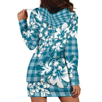 Hibiscus Pakala Ocean Depths Blue Hoodie Dress Tropical Floral Stylized - Polynesian Pride