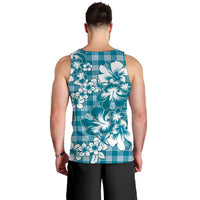 Hibiscus Pakala Ocean Depths Blue Men Tank Top Tropical Floral Stylized - Polynesian Pride
