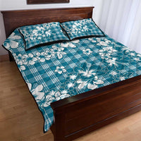 Hibiscus Pakala Ocean Depths Blue Quilt Bed Set Tropical Floral Stylized - Polynesian Pride