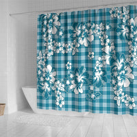 Hibiscus Pakala Ocean Depths Blue Shower Curtain Tropical Floral Stylized - Polynesian Pride