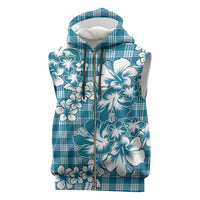 Hibiscus Pakala Ocean Depths Blue Sleeveless Zip Hoodie Tropical Floral Stylized - Polynesian Pride
