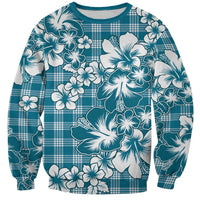Hibiscus Pakala Ocean Depths Blue Sweatshirt Tropical Floral Stylized - Polynesian Pride
