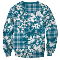 Hibiscus Pakala Ocean Depths Blue Sweatshirt Tropical Floral Stylized - Polynesian Pride