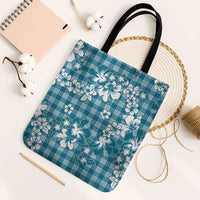 Hibiscus Pakala Ocean Depths Blue Tote Bag Tropical Floral Stylized LT01 Black Strap One Size Blue - Polynesian Pride