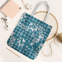 Hibiscus Pakala Ocean Depths Blue Tote Bag Tropical Floral Stylized LT01 White Strap One Size Blue - Polynesian Pride