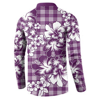 Hibiscus Pakala Sweetie Purple Button Sweatshirt Tropical Floral Stylized - Polynesian Pride