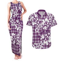 Hibiscus Pakala Sweetie Purple Couples Matching Tank Maxi Dress and Hawaiian Shirt Tropical Floral Stylized - Polynesian Pride