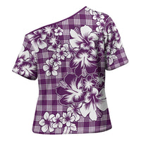 Hibiscus Pakala Sweetie Purple Cross Shoulder Shirt Tropical Floral Stylized - Polynesian Pride