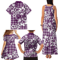 Hibiscus Pakala Sweetie Purple Family Matching Tank Maxi Dress and Hawaiian Shirt Tropical Floral Stylized - Polynesian Pride
