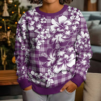 Hibiscus Pakala Sweetie Purple Kid Ugly Christmas Sweater Tropical Floral Stylized - Polynesian Pride