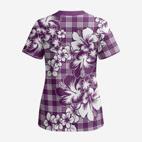 Hibiscus Pakala Sweetie Purple Scrub Top Tropical Floral Stylized - Polynesian Pride