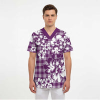 Hibiscus Pakala Sweetie Purple Scrub Top Tropical Floral Stylized - Polynesian Pride