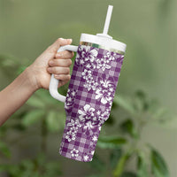 Hibiscus Pakala Sweetie Purple Tumbler With Handle Tropical Floral Stylized - Polynesian Pride
