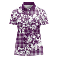 Hibiscus Pakala Sweetie Purple Women Polo Shirt Tropical Floral Stylized - Polynesian Pride