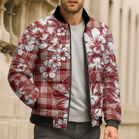 Hibiscus Pakala Fantasy Red Bomber Puffer Jacket Tropical Floral Stylized - Polynesian Pride