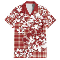 Hibiscus Pakala Fantasy Red Family Matching Long Sleeve Bodycon Dress and Hawaiian Shirt Tropical Floral Stylized - Polynesian Pride