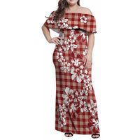 Hibiscus Pakala Fantasy Red Family Matching Off Shoulder Maxi Dress and Hawaiian Shirt Tropical Floral Stylized - Polynesian Pride