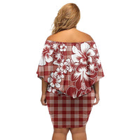 Hibiscus Pakala Fantasy Red Family Matching Off Shoulder Short Dress and Hawaiian Shirt Tropical Floral Stylized - Polynesian Pride