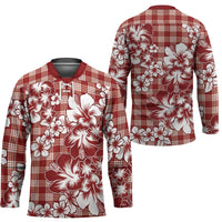 Hibiscus Pakala Fantasy Red Hockey Jersey Tropical Floral Stylized - Polynesian Pride