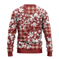 Hibiscus Pakala Fantasy Red Ugly Christmas Sweater Tropical Floral Stylized - Polynesian Pride