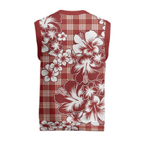 Hibiscus Pakala Fantasy Red Christmas Knitted V-Neck Vest Tropical Floral Stylized - Polynesian Pride