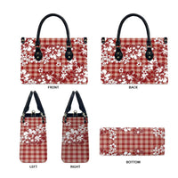 Hibiscus Pakala Fantasy Red Leather Bag Tropical Floral Stylized LT01 - Polynesian Pride