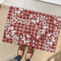 Hibiscus Pakala Fantasy Red Rubber Doormat Tropical Floral Stylized - Polynesian Pride