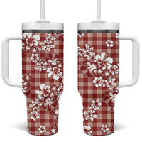 Hibiscus Pakala Fantasy Red Tumbler With Handle Tropical Floral Stylized - Polynesian Pride