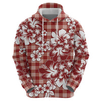 Hibiscus Pakala Fantasy Red Zip Hoodie Tropical Floral Stylized - Polynesian Pride