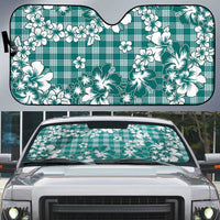 Hibiscus Pakala Aqua Teal Auto Sun Shade Tropical Floral Stylized LT01 Teal - Polynesian Pride