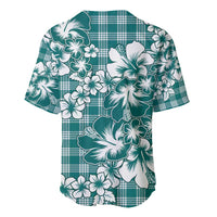 Hibiscus Pakala Aqua Teal Baseball Jersey Tropical Floral Stylized - Polynesian Pride