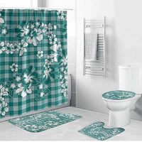 Hibiscus Pakala Aqua Teal Bathroom Set Tropical Floral Stylized LT01 Bathroom Set (4 pcs) Teal - Polynesian Pride
